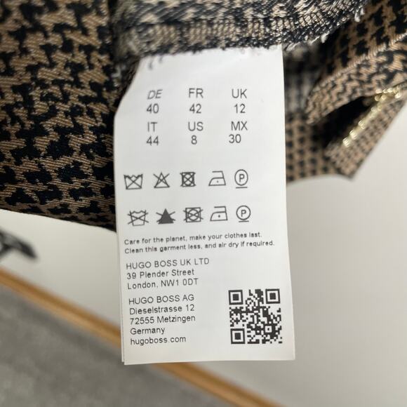 Hugo Boss Dixetta Sheath Midi Dress Brown Black Houndstooth US 8 Short Sleeve - Picture 10 of 16